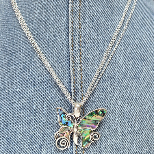 N0462 AN2588 Butterfly Shape Pendant Multi String Necklace