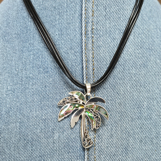 N0450 AS6714 Palm Tree Shape Pendant Necklace
