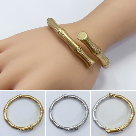 B0149 HB1785 Matte Colored Bamboo Designed Metal Bracelet