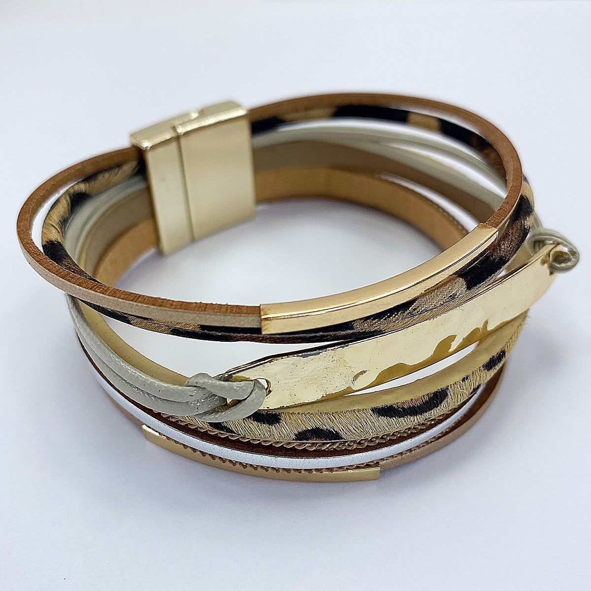 B0008 | Layered Faux Leather Cuff Bracelet | FB4057