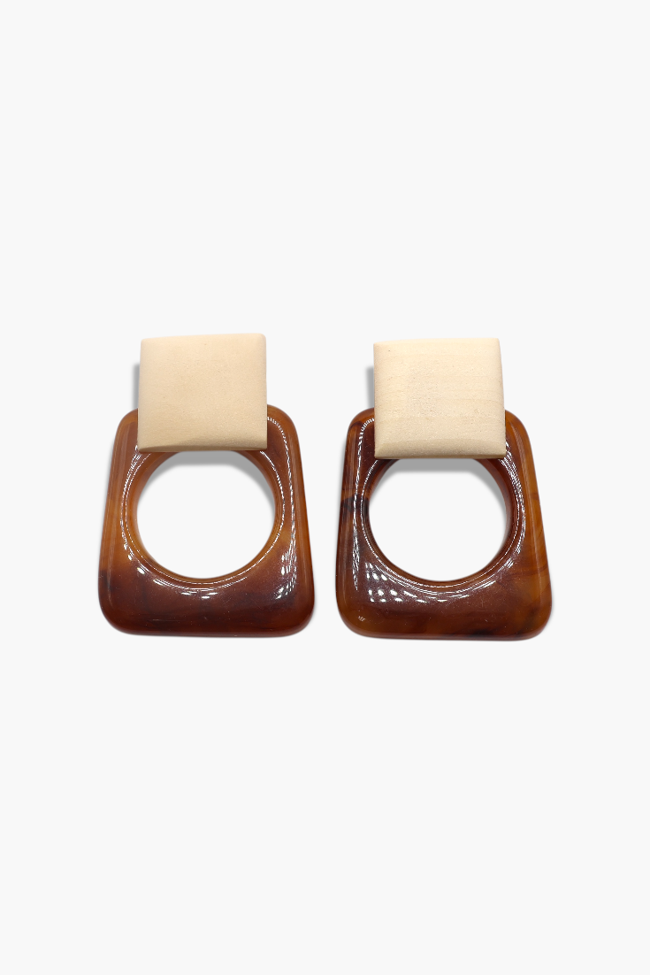 E2101 | Wooden Tumble Stone Earrings | TSW5951