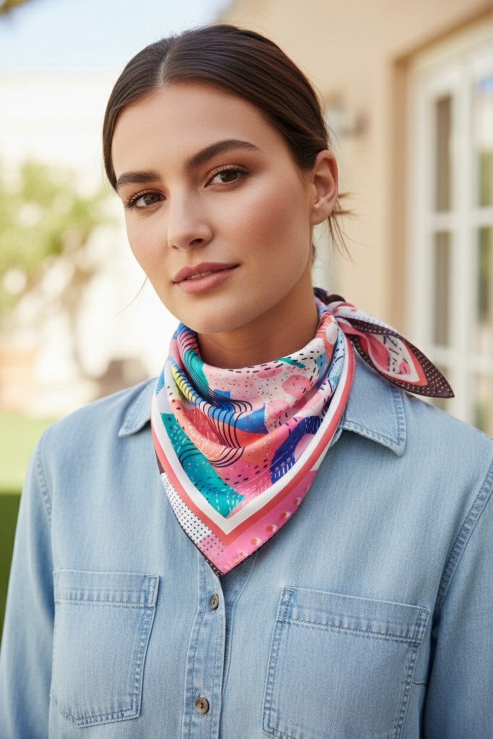 SS | Abstract Print Silk Scarf | BS0139