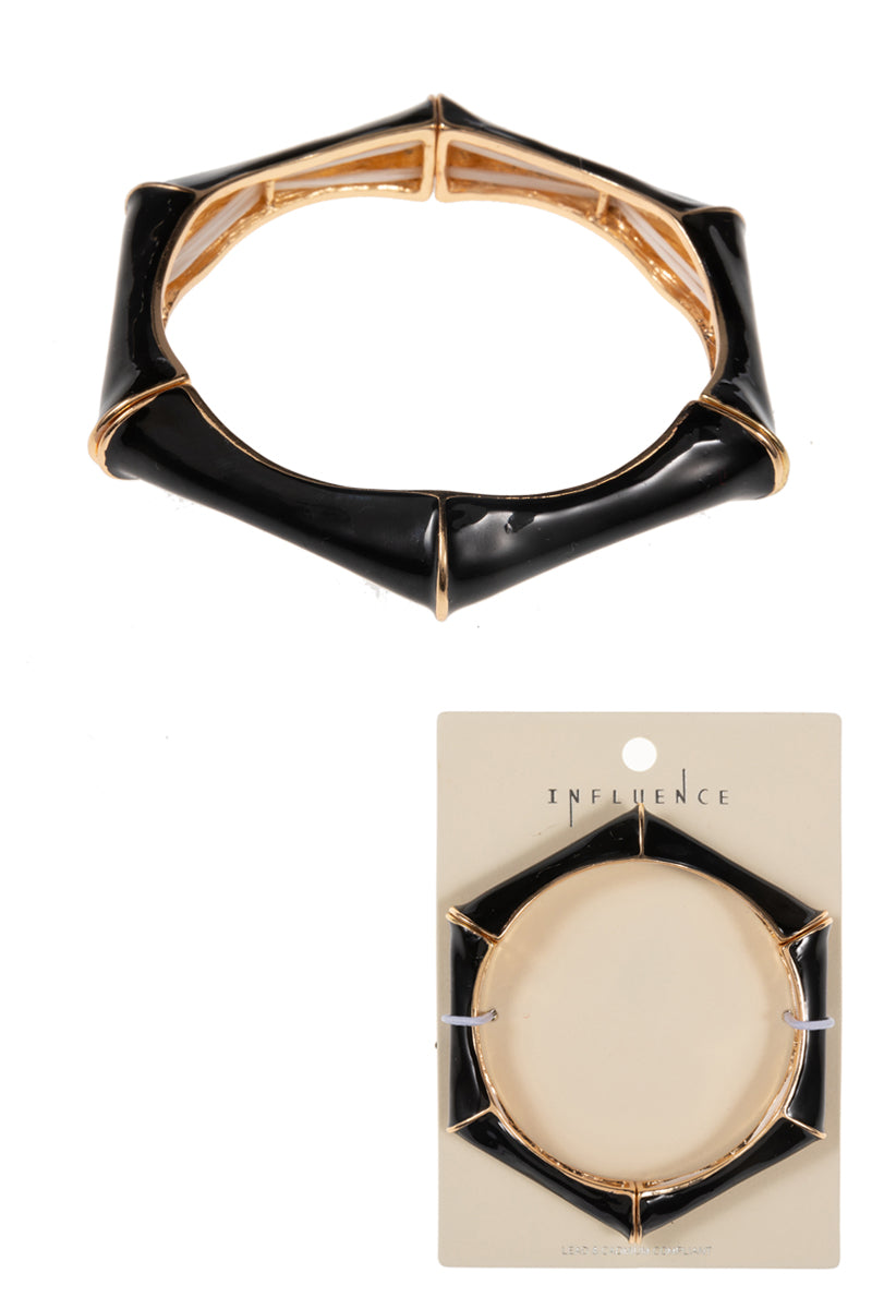 B0152 C4B2335X BAMBOO SHAPED STRETCH BANGLE BRACELET