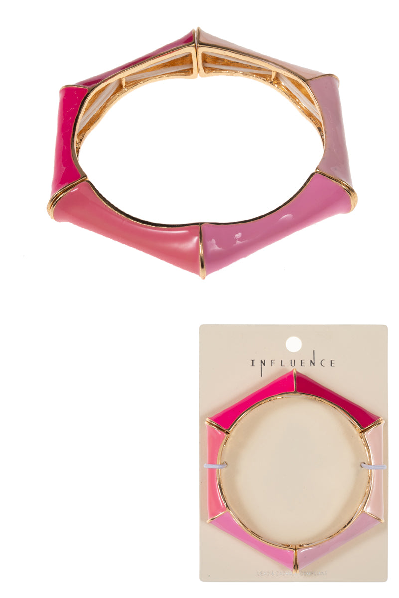 B0152 C4B2335X BAMBOO SHAPED STRETCH BANGLE BRACELET