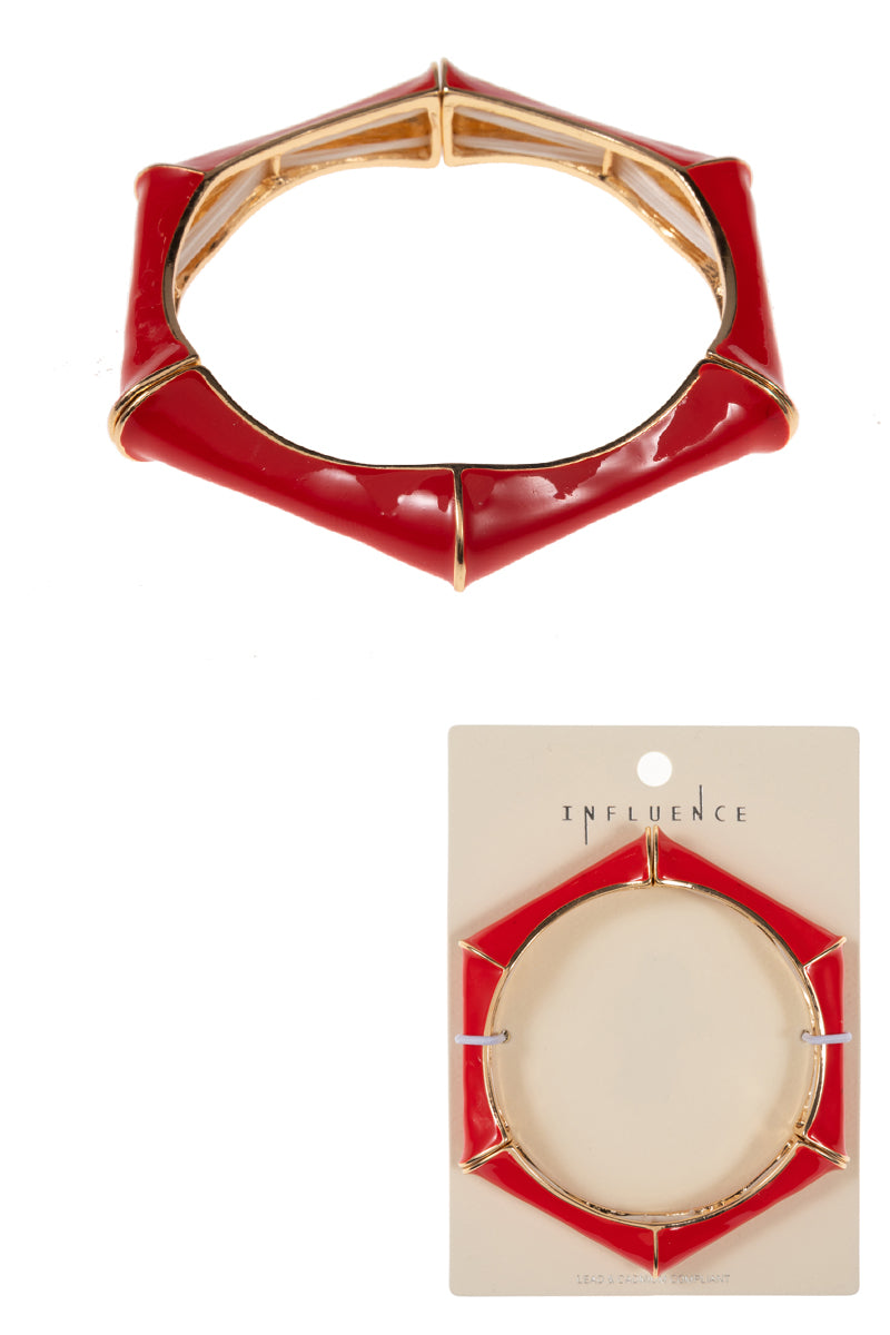 B0152 C4B2335X BAMBOO SHAPED STRETCH BANGLE BRACELET