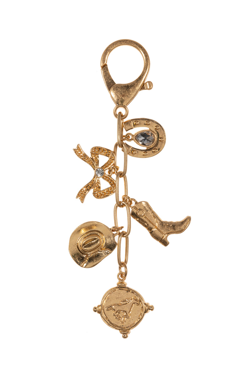 K0018 C4K2523 WESTERN THEMD METAL BAG CHARM KEYCHAIN