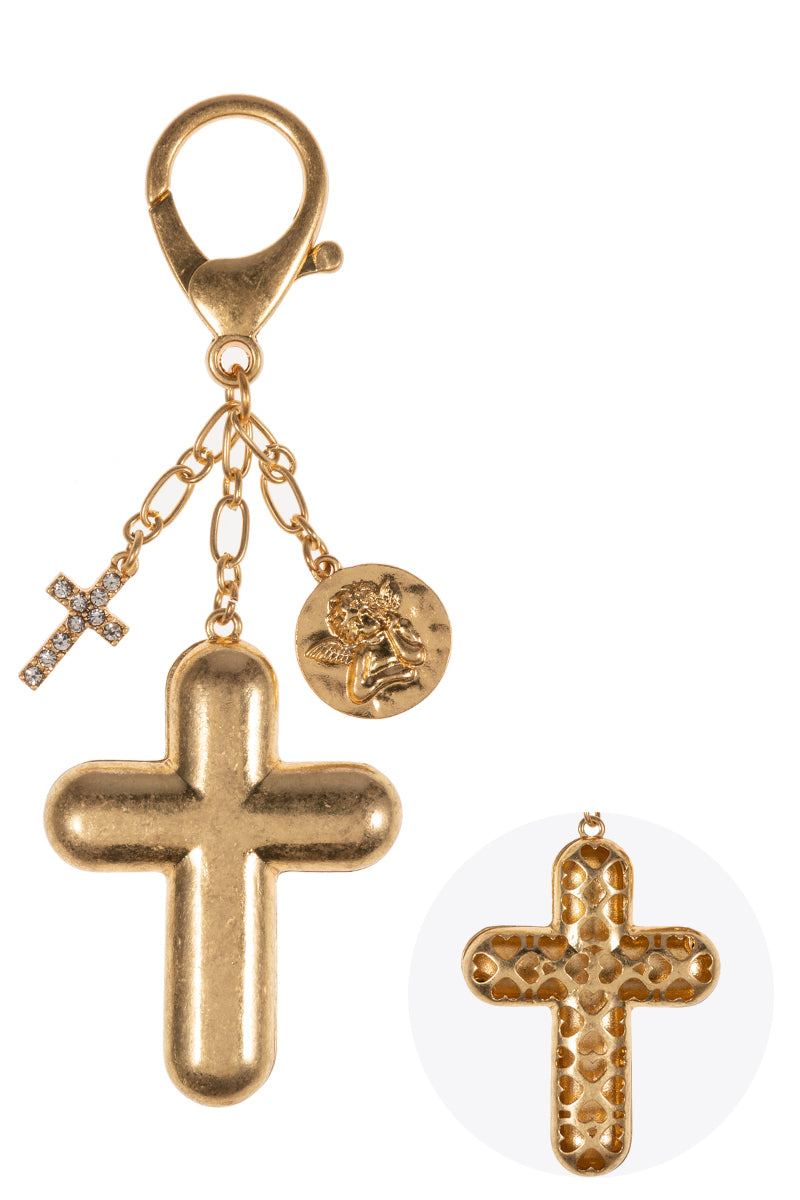 K C4K2532 CROSS WITH MULTI CHARM CLUSTER BAG CHARM