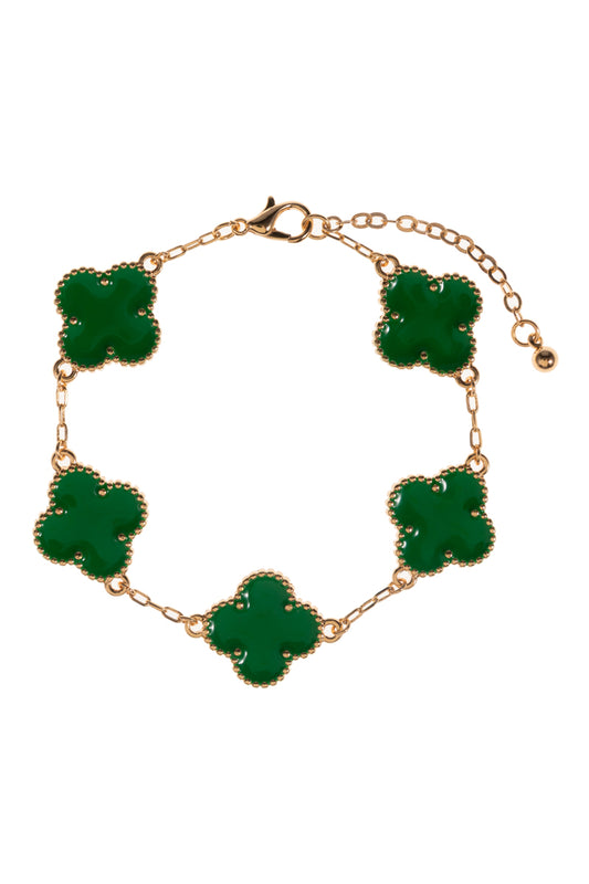 B0185 C5B2168 CLOVER DESIGNS LINKED CHAIN BRACELET