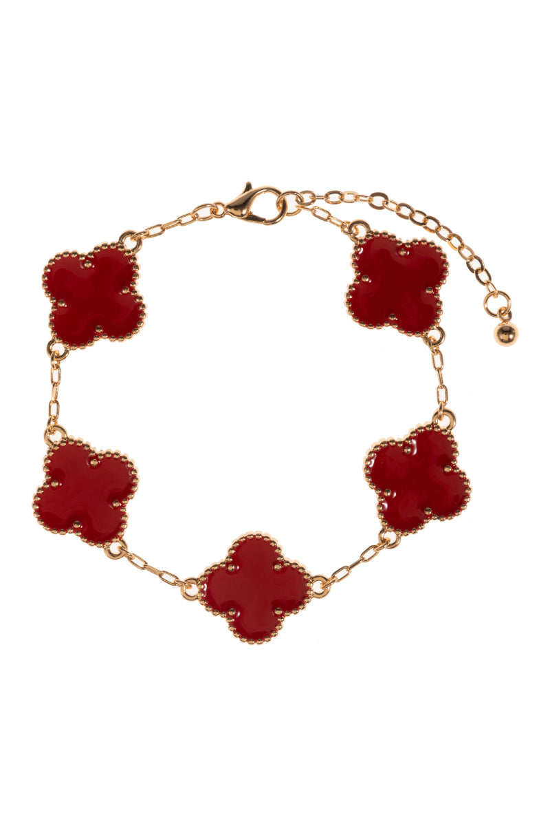 B0185 C5B2168 CLOVER DESIGNS LINKED CHAIN BRACELET