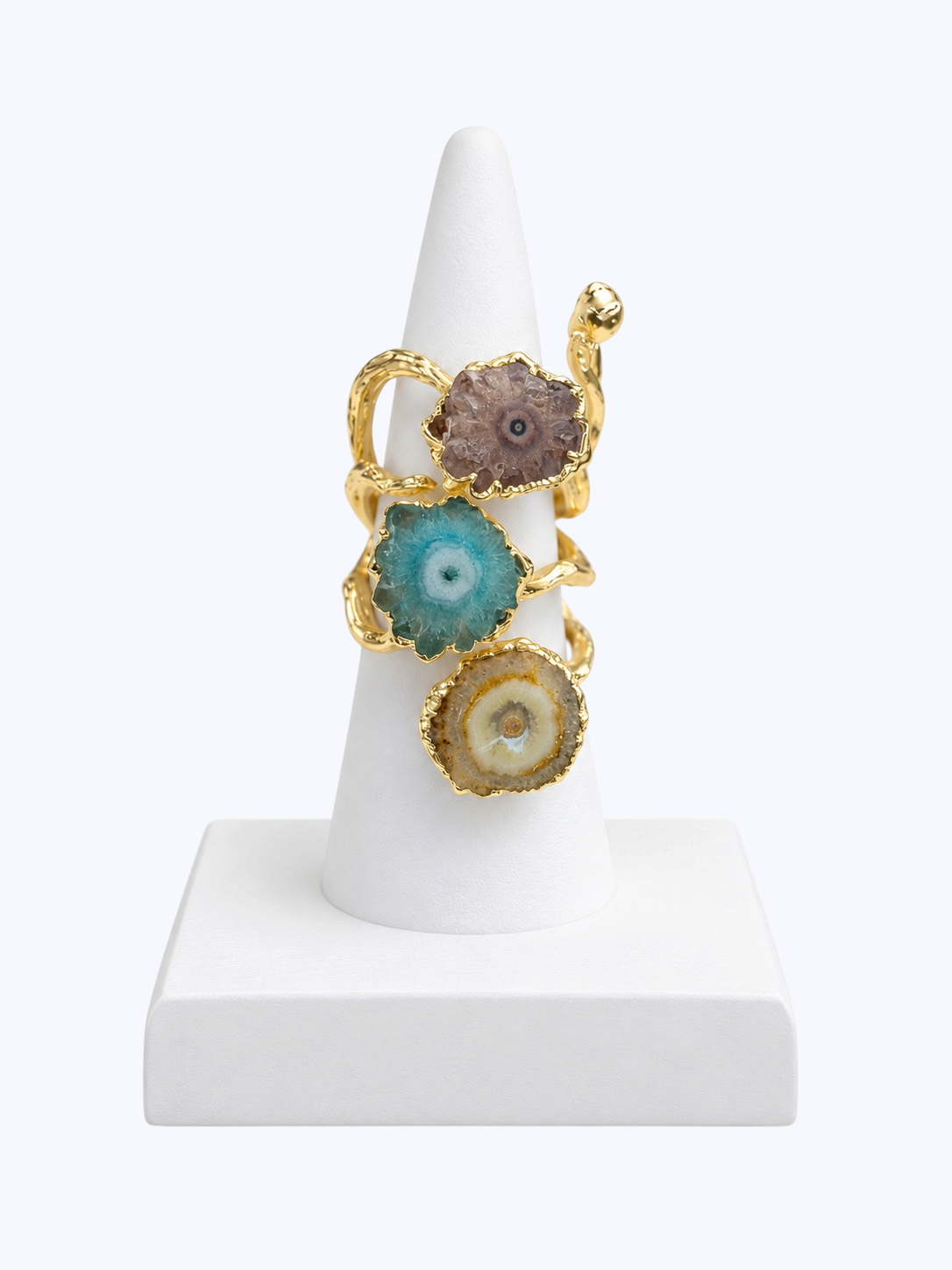Multi Color Druzy stone with a 14K gold-plated Ring