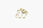 Decorative elephant charm with gold accents on a white background