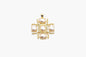 Gold pendant with pearls on a white background