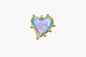 Heart-shaped pendant with gold frame and colorful interior on a white background