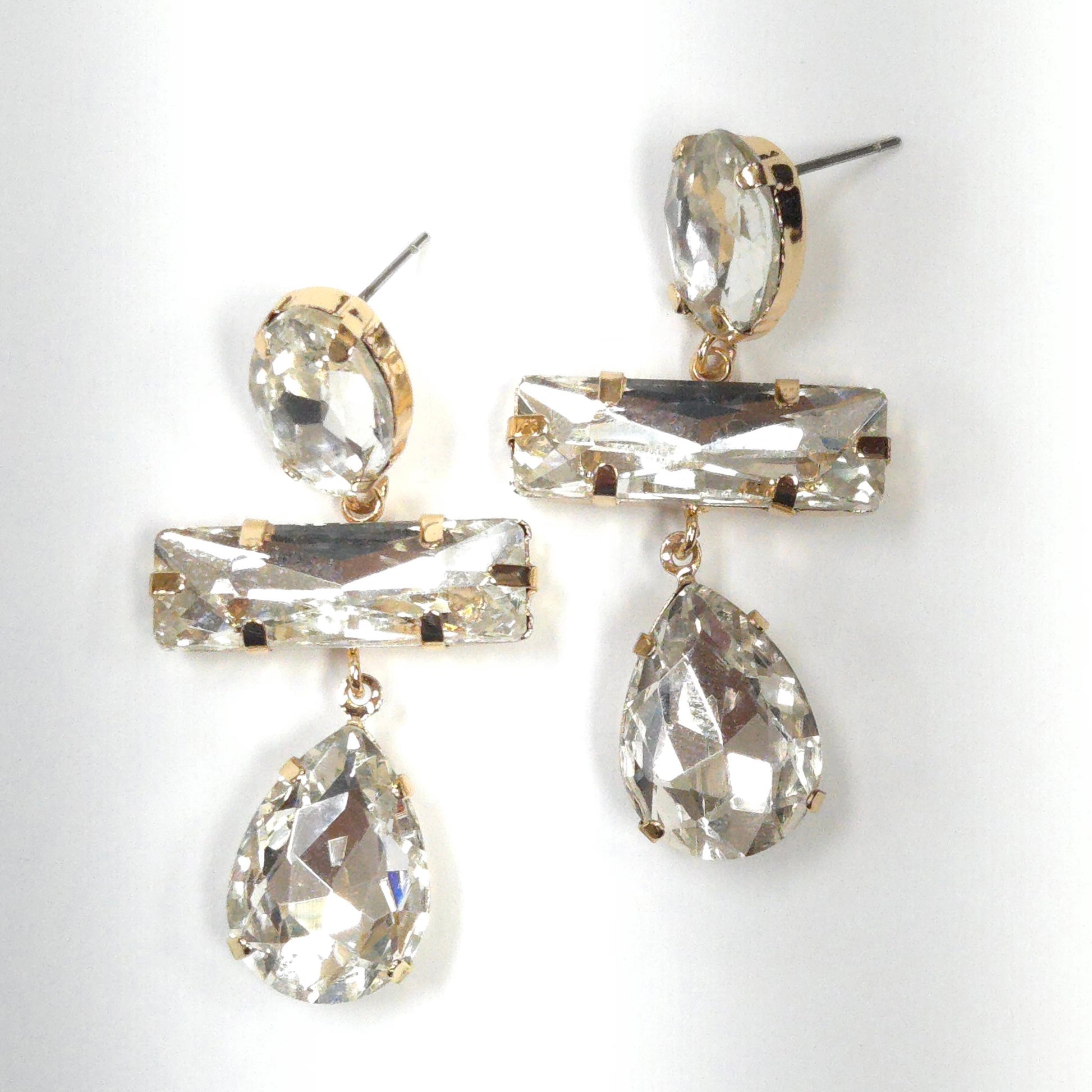 Pair of crystal earrings on a white background