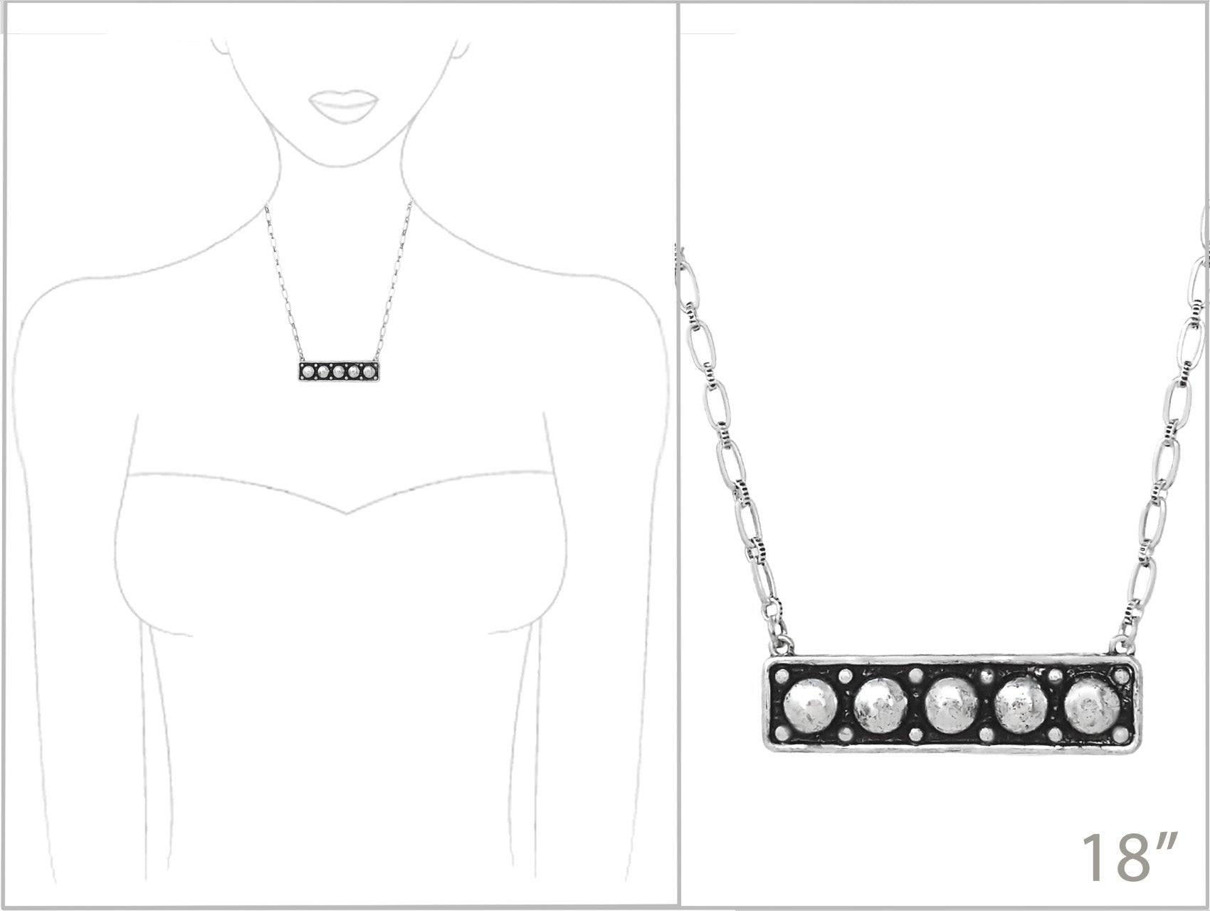 Necklace with a bar design featuring pearls on a white background