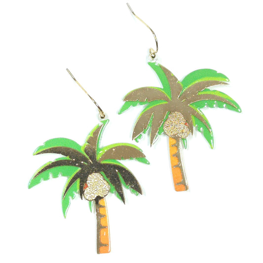 Palm tree earrings on a white background