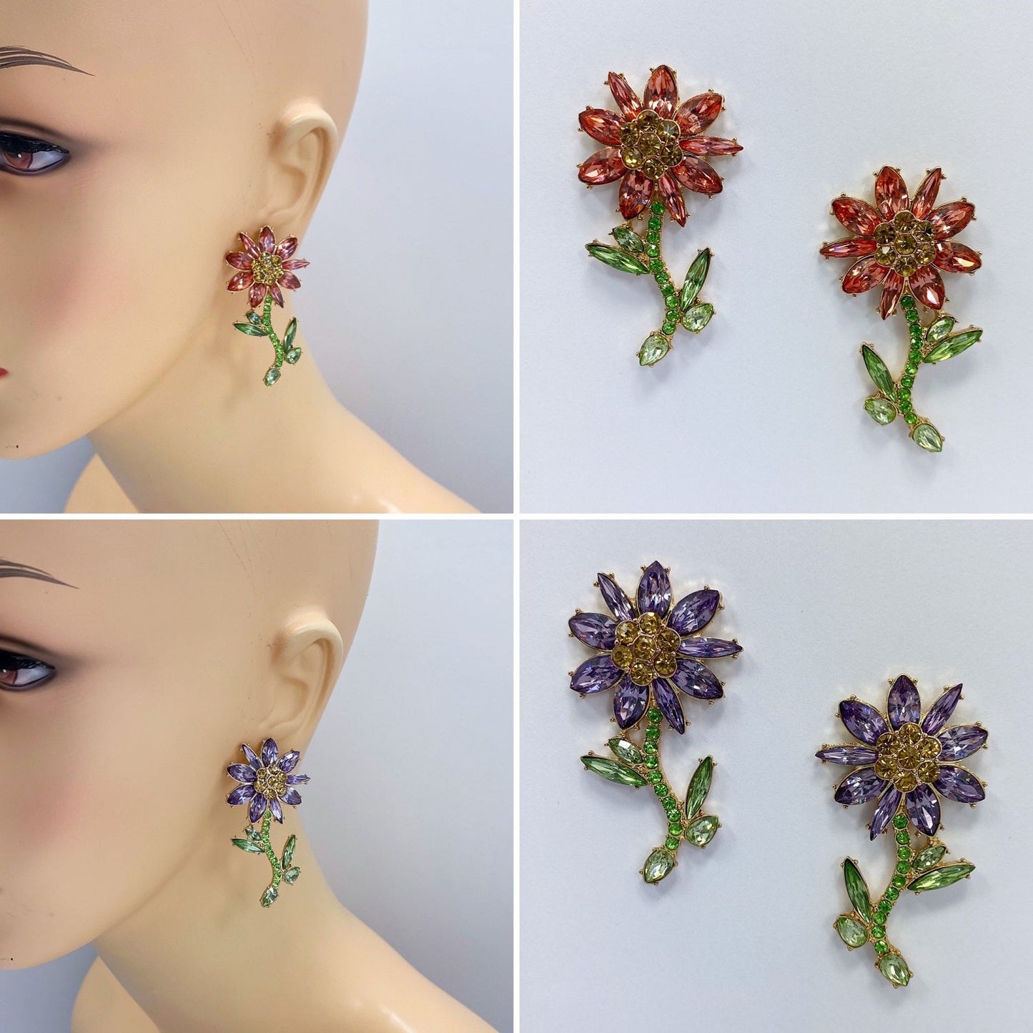 E1959 | Crystal Flower Earrings | 25E1312