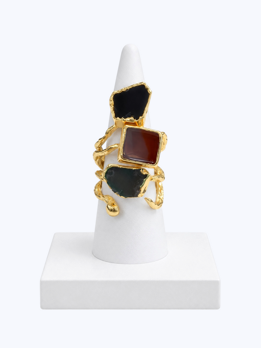 Natural stone with a 14K gold-plated Ring | R0143