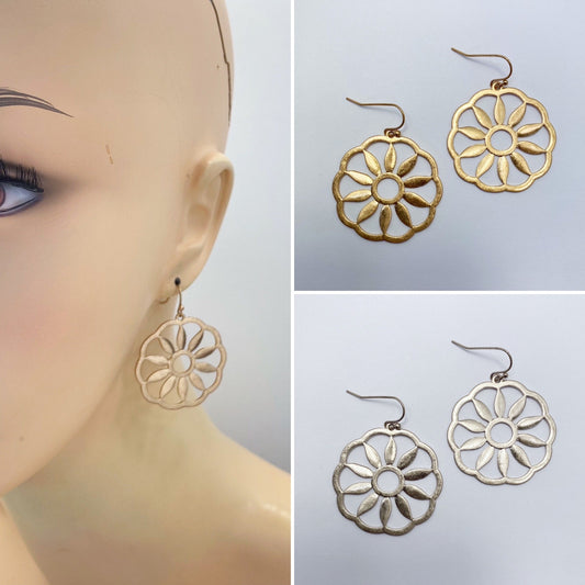 E1127 HE2765 Vintage Worn Colored Drop Dangle Earrings