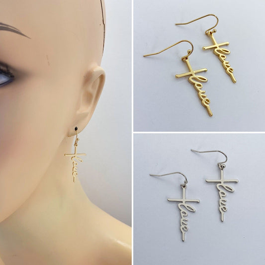 E0842 27815 LOVE Design Drop Dangle Hook Earrings