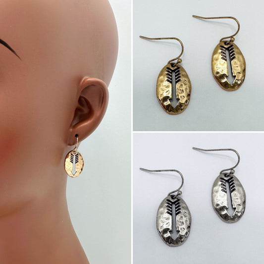 E1138 QE3025 Oval Shape Arrow Design Drop dangle Earrings