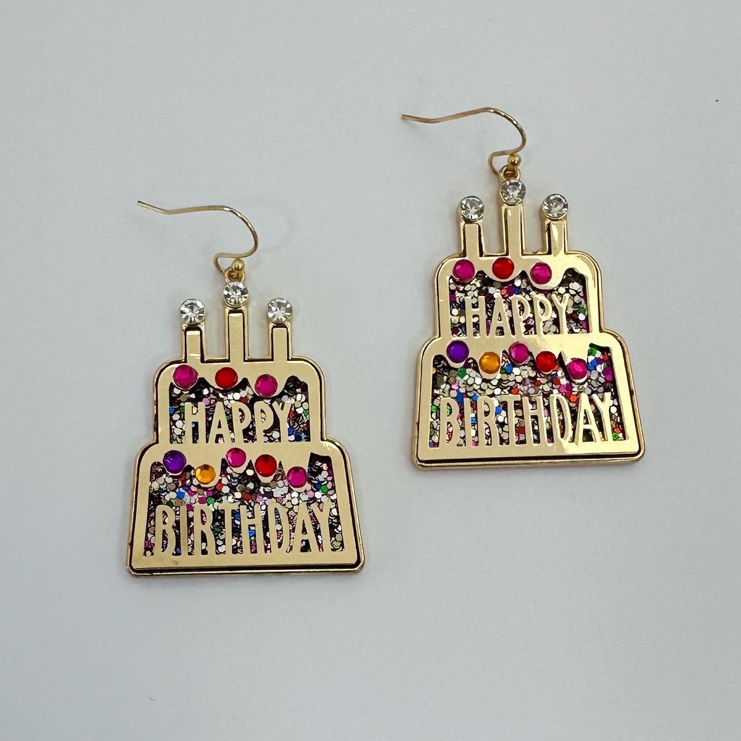 E1041 VER6132 Birthday Cake design Drop Dangle Hook Earrings