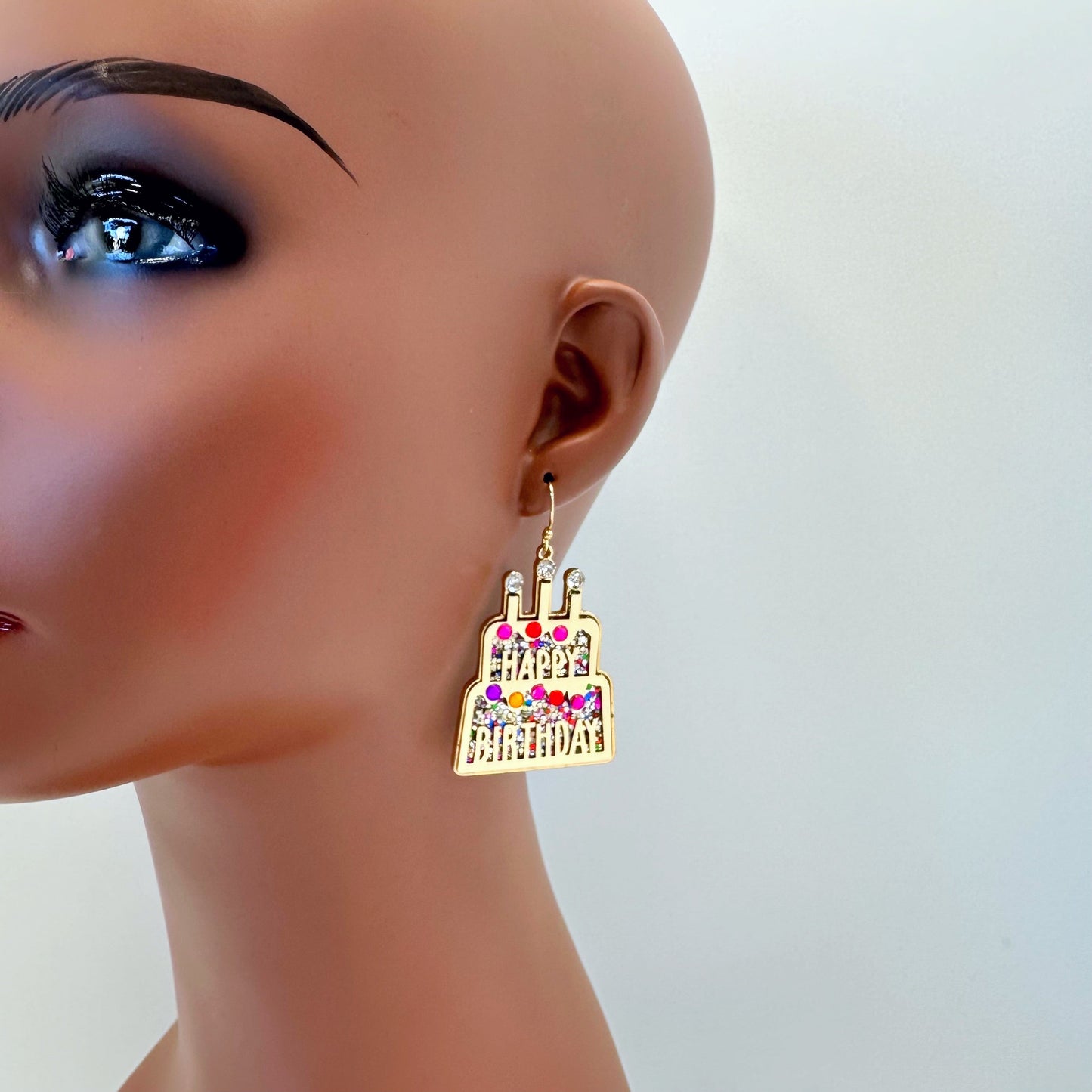 E1041 VER6132 Birthday Cake design Drop Dangle Hook Earrings