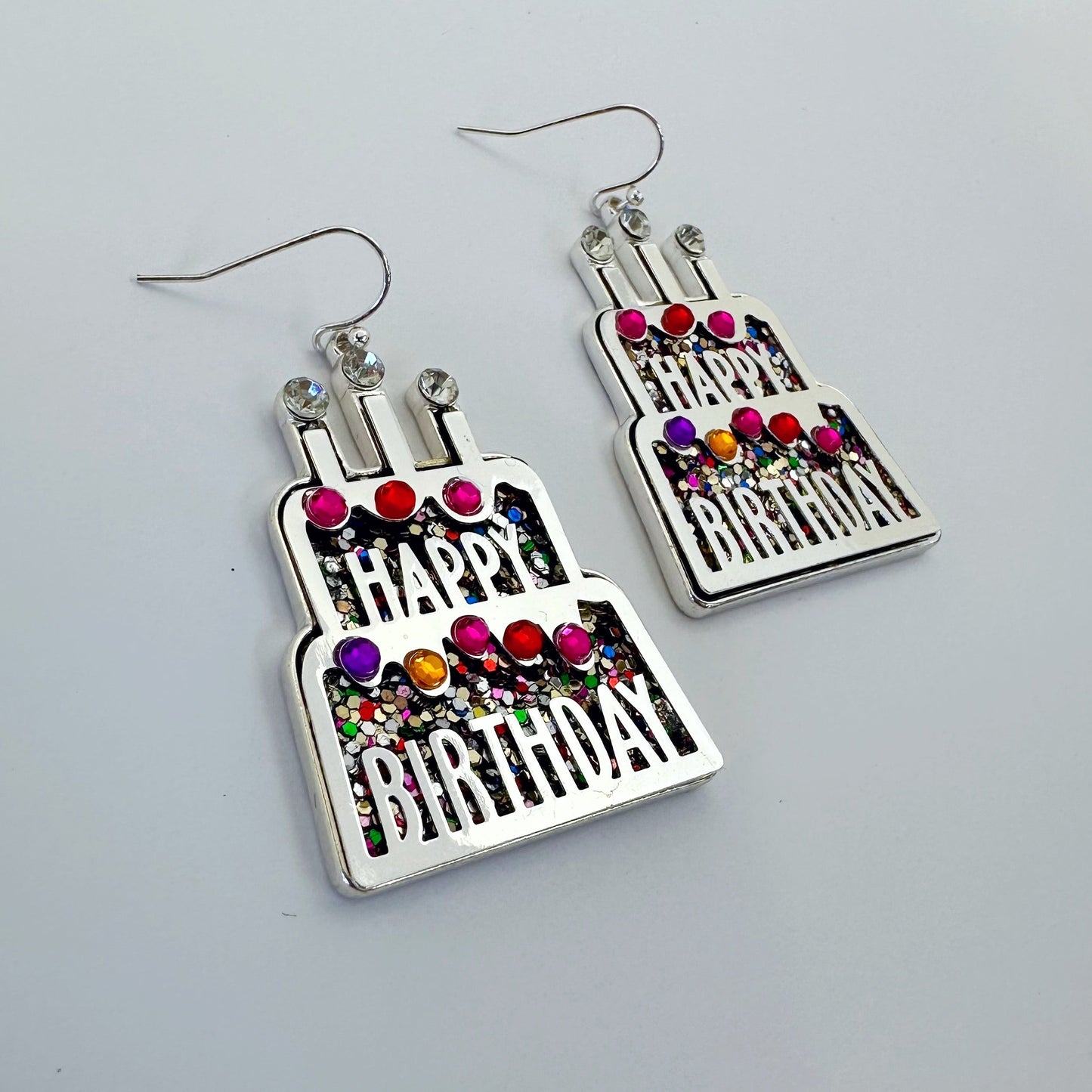 E1041 VER6132 Birthday Cake design Drop Dangle Hook Earrings