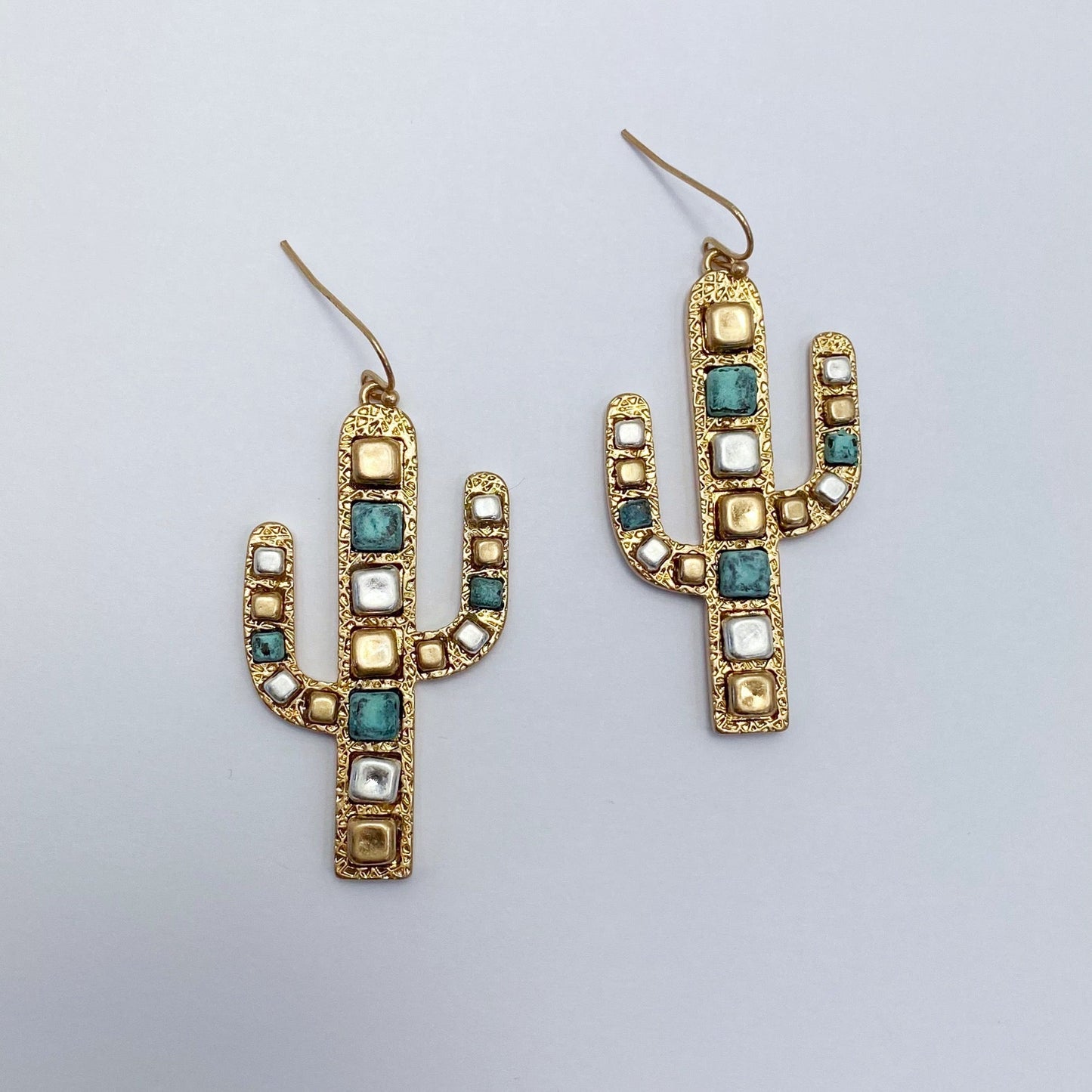 E0925 AE5180 Western Desert Cactus Shape Drop Dangle Hook Earrings