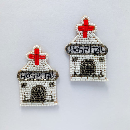 E0716 AE5499 Beads Deco White Hospital Design Drop Post earrings