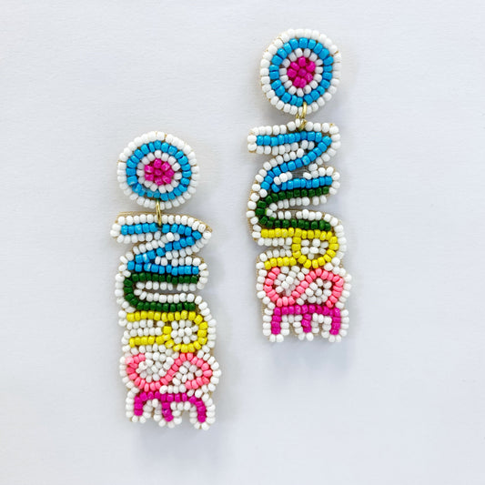 E0709 AE5598 Bead Word NURSE Drop Dangle Post Earrings