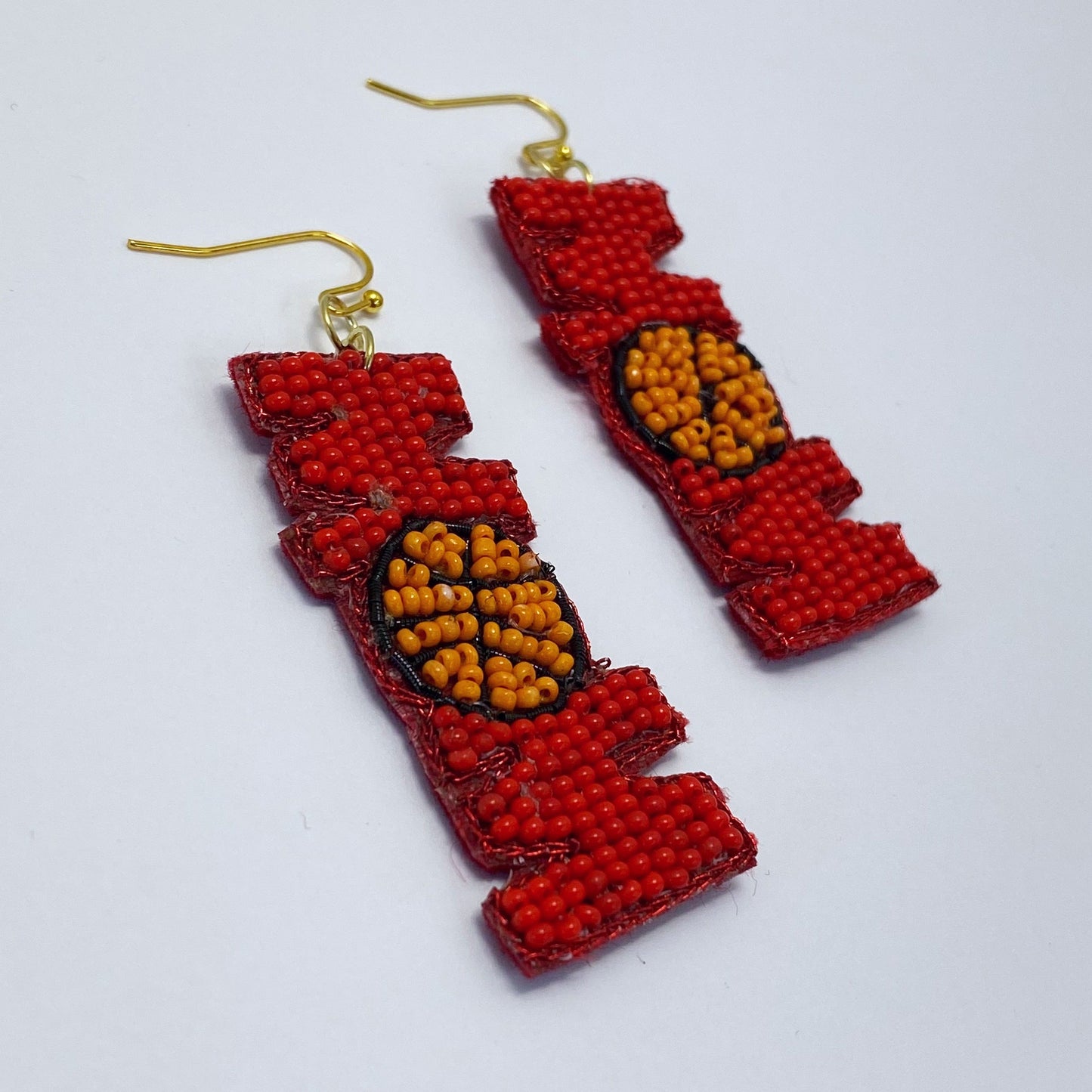 E0849 AE5702 Beads Deco MOM Shape Drop Dangle Earrings