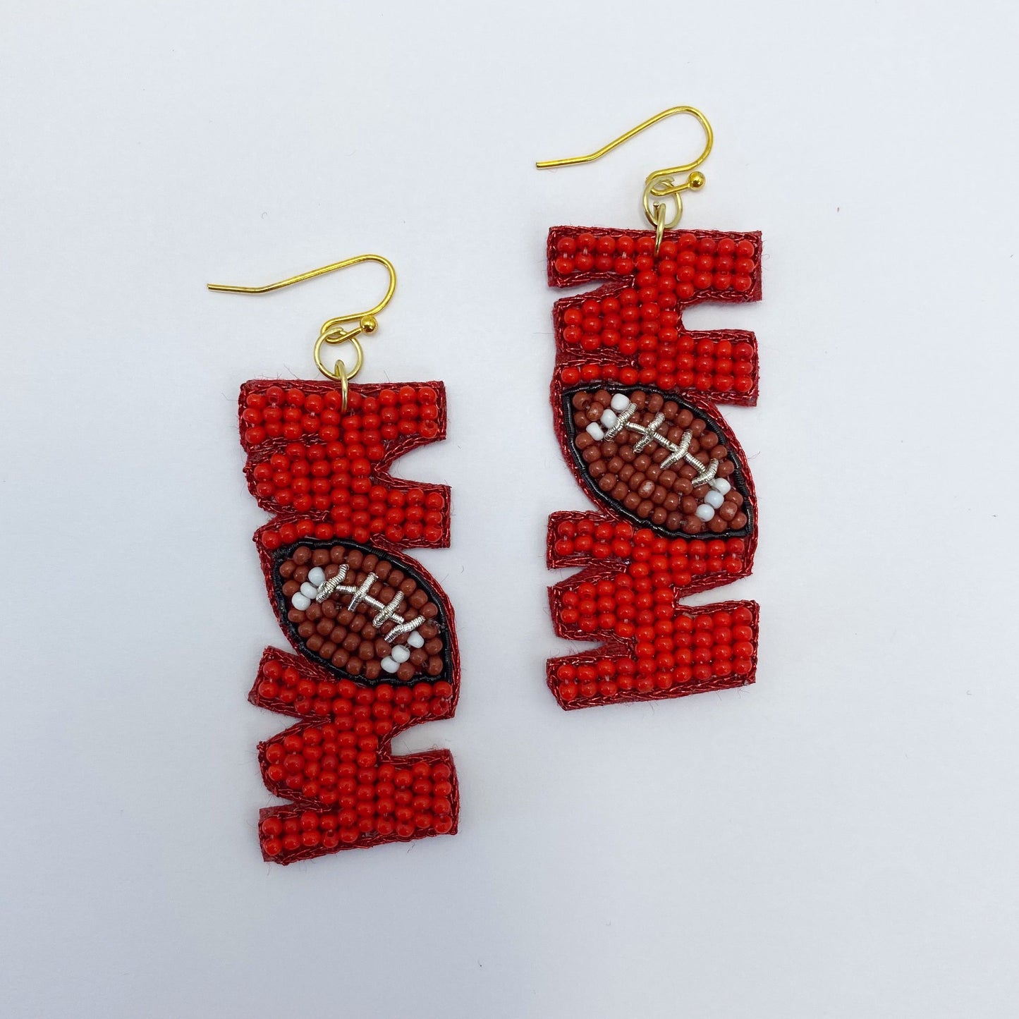 E0849 AE5702 Beads Deco MOM Shape Drop Dangle Earrings