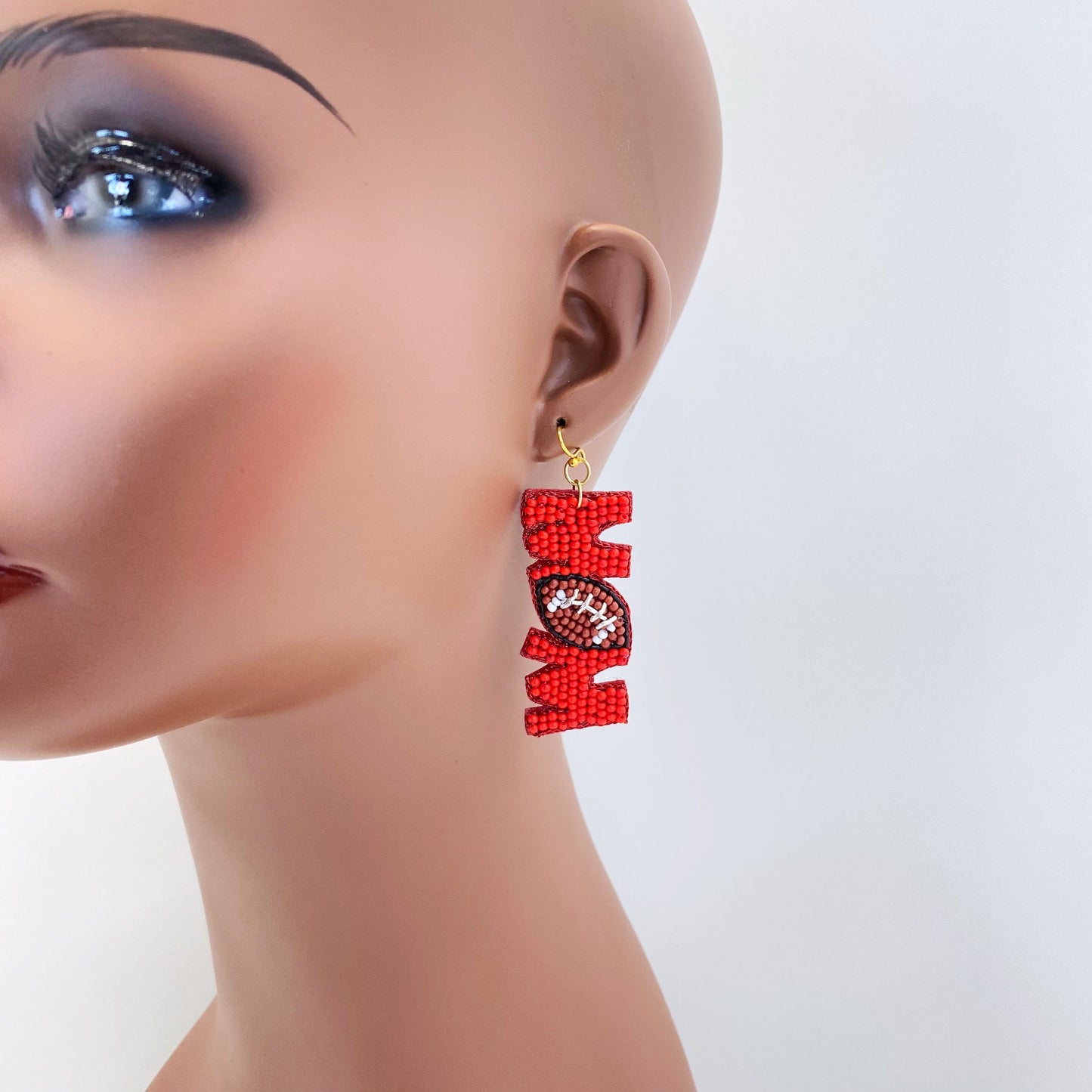 E0849 AE5702 Beads Deco MOM Shape Drop Dangle Earrings