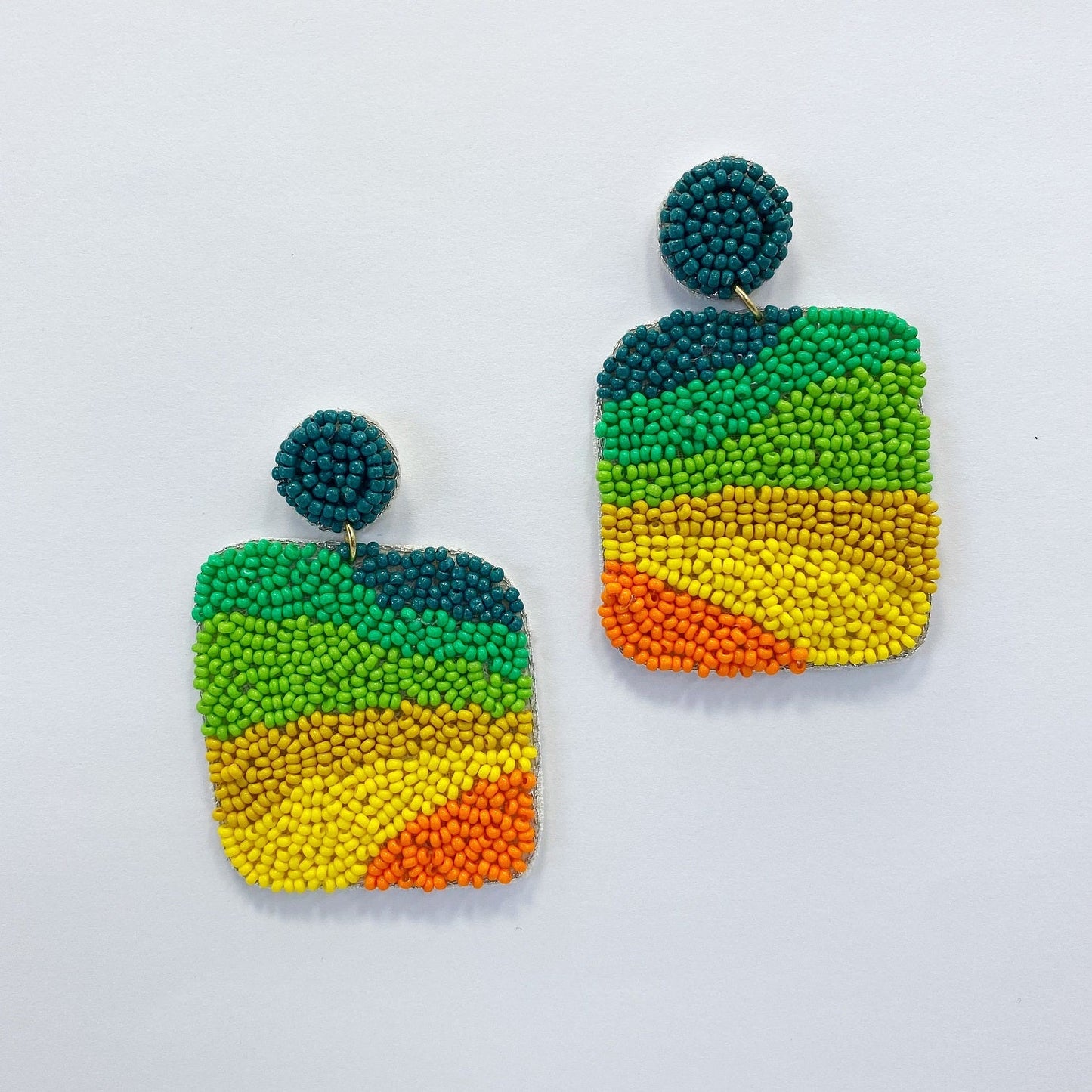 A mosaic earrings on a white background