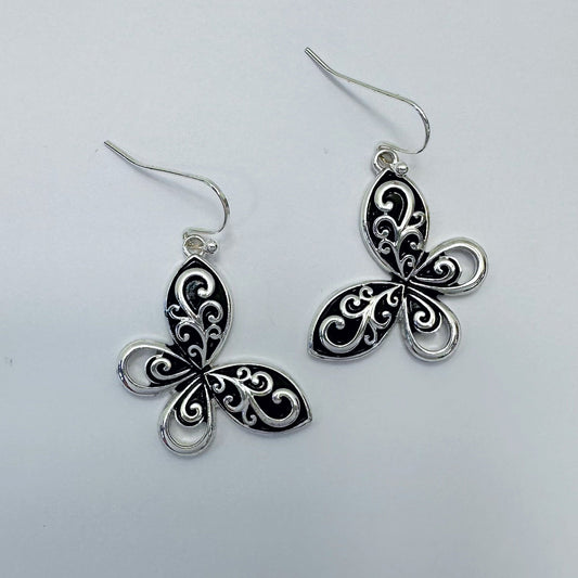 E0965 AE7156 Filigree Design Animal Butterfly Shape Drop Dangle Hook Earrings