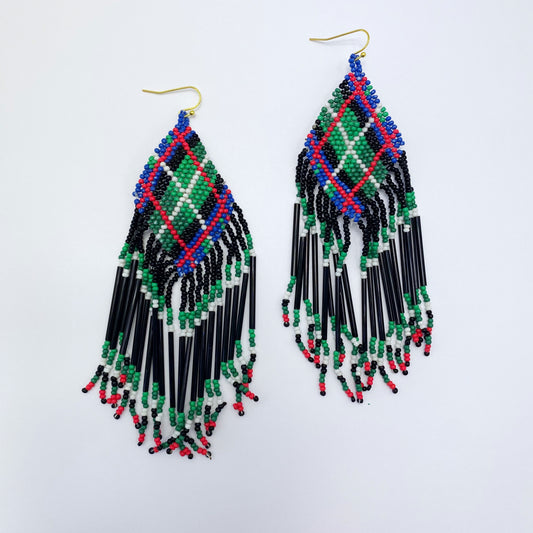 E0729 AE4756 Beads Deco Tassel Fringe Drop Dangle Hook Earrings