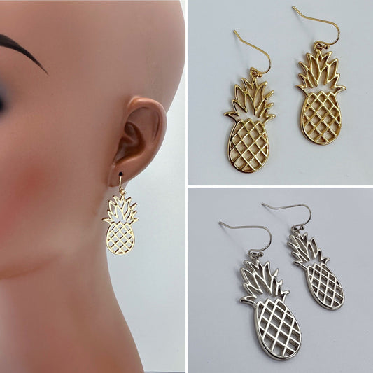 E0935 AE5039 Fruit Pineapple Design Metal Drop Dangle Hook Earrings