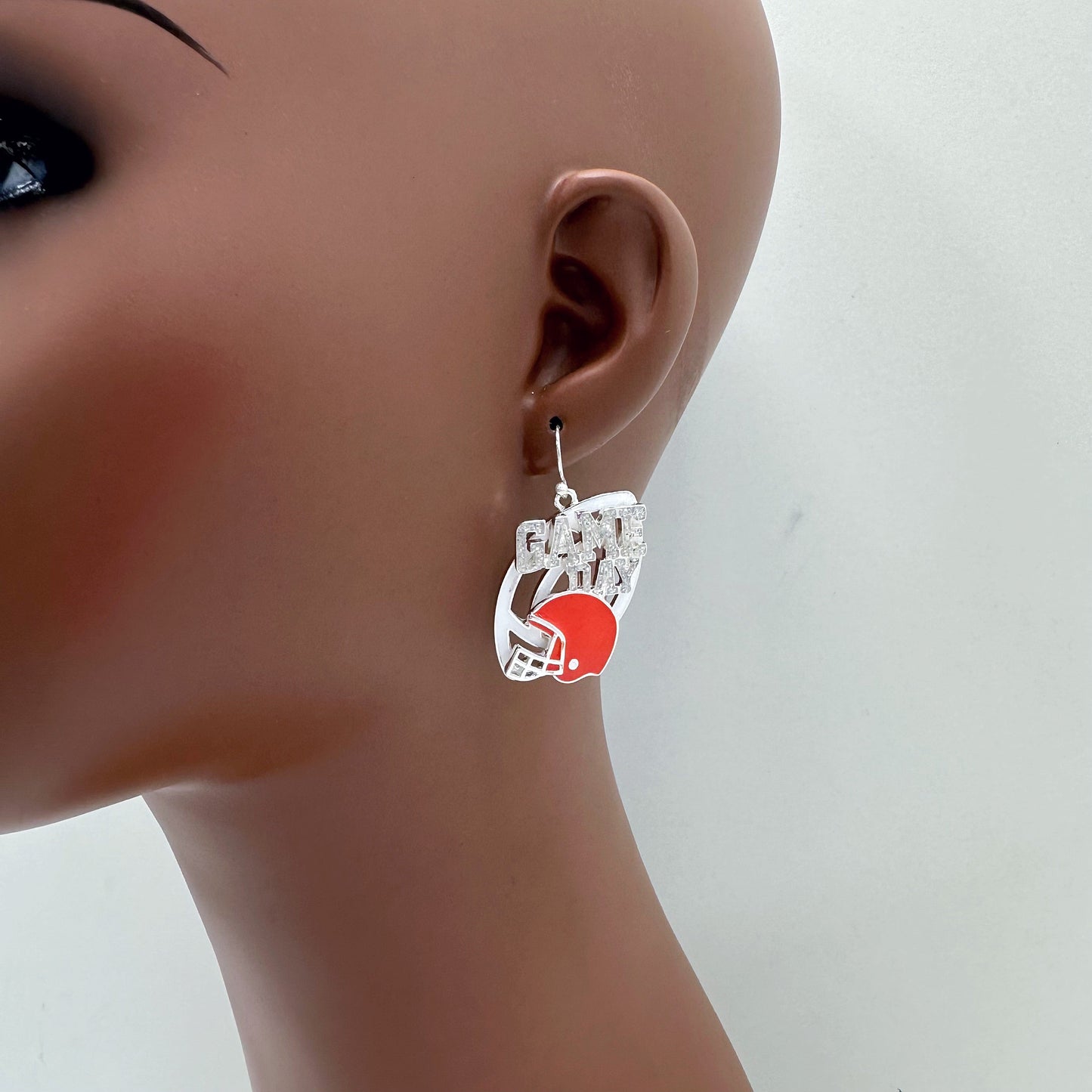 E0972 AE7067 Football Helm Design Drop dangle Hook Earrings