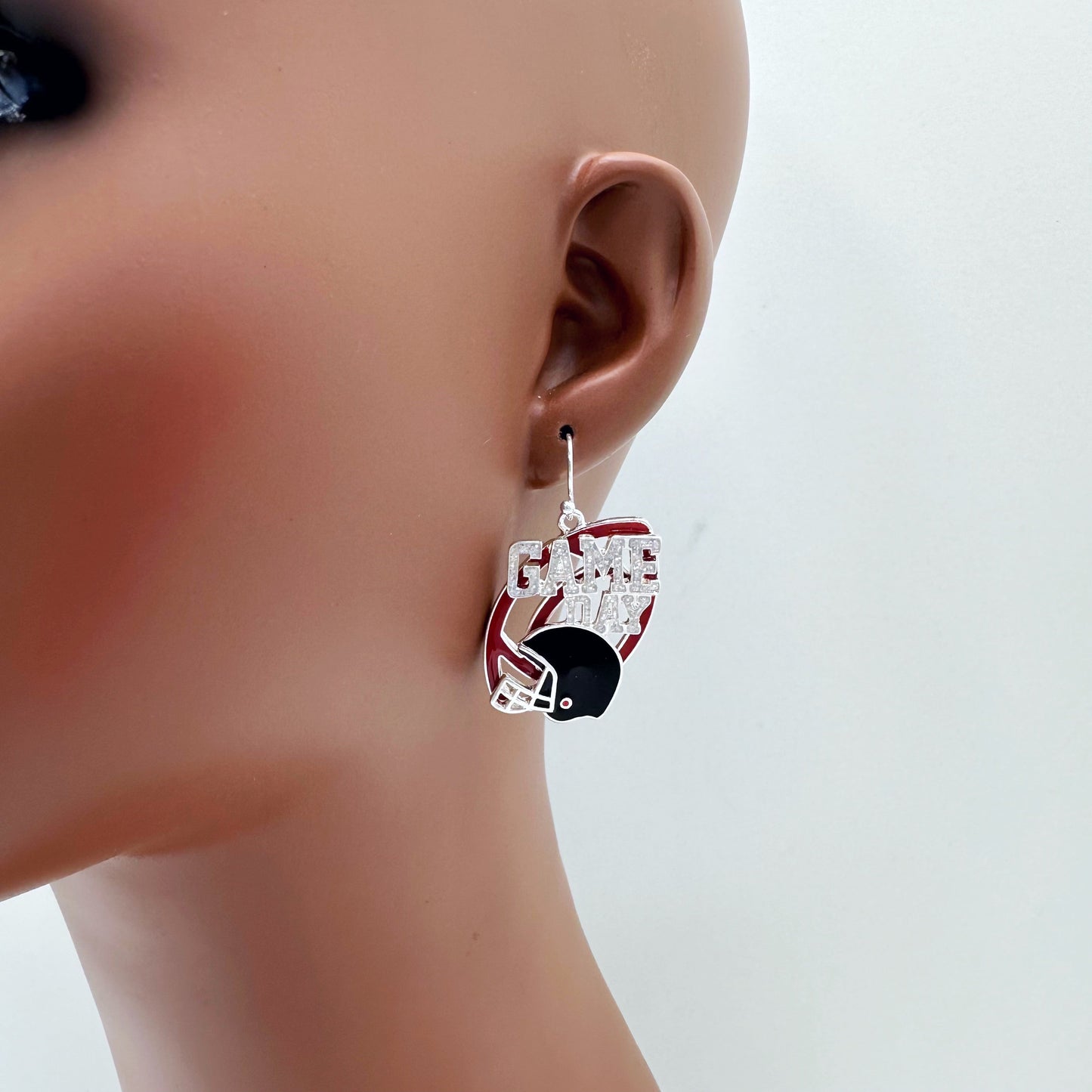 E0972 AE7067 Football Helm Design Drop dangle Hook Earrings
