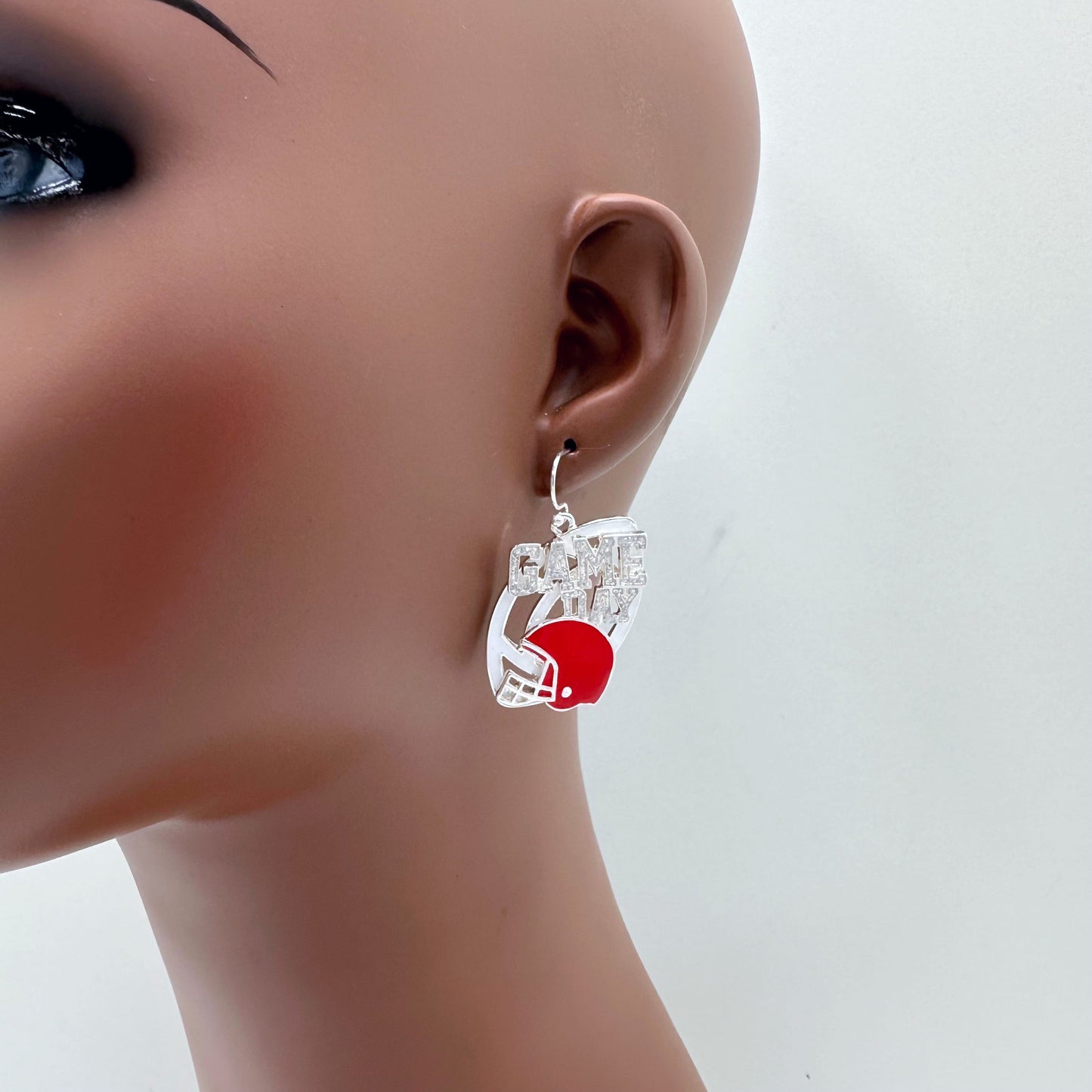 E0972 AE7067 Football Helm Design Drop dangle Hook Earrings