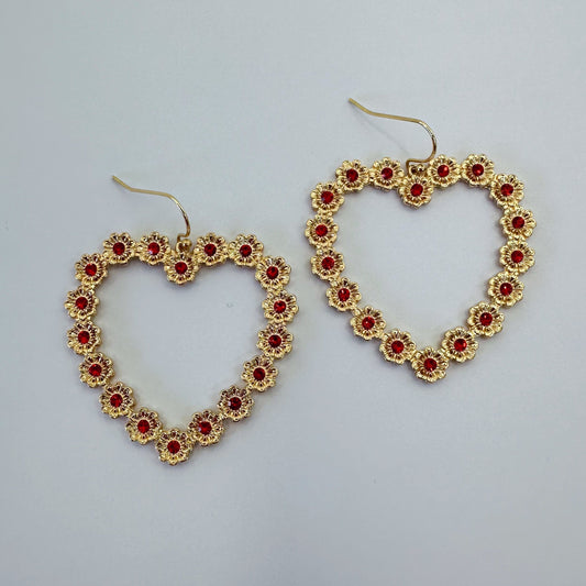 E0961 AE6492 Rhinestones Deco Heart Love Shape Drop Dangle Hook earrings