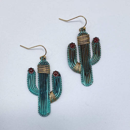 E0847 JCE1677 Cactus Shape Drop Dangle Hook Earrings