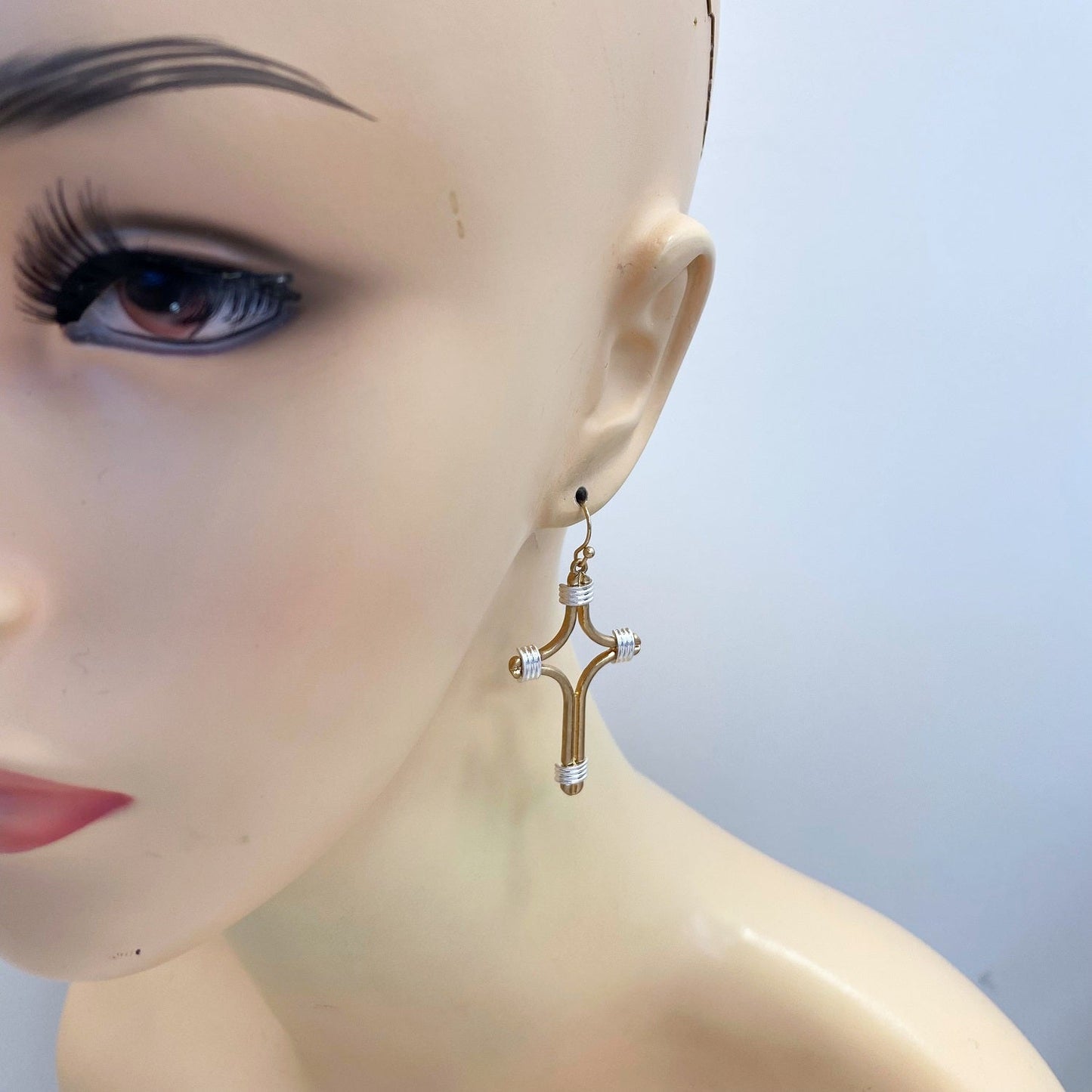 E1014 HE2833 Cross Design Drop Dangle Hook Earrings