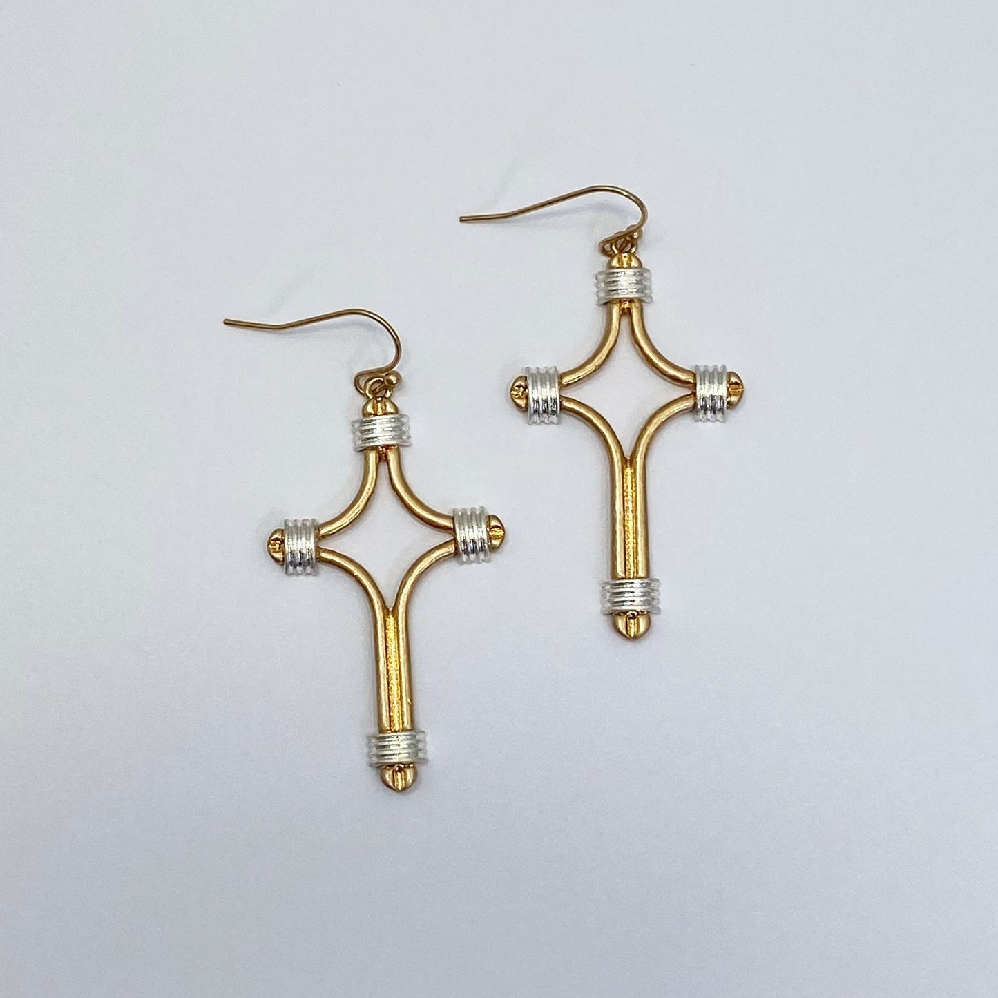 E1014 HE2833 Cross Design Drop Dangle Hook Earrings