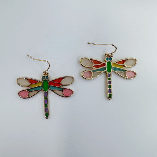 E0942 AE5887 Dragonfly Dangle Earrings
