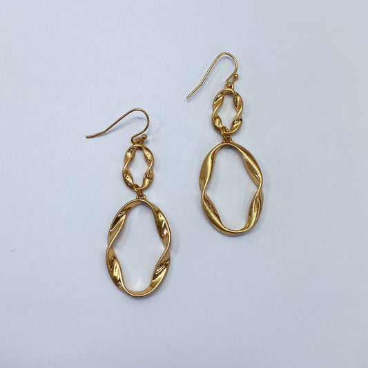 E1021 HE2893 Metal Twisted Oval Shapes Linked Drop Dangle Hook Earrings