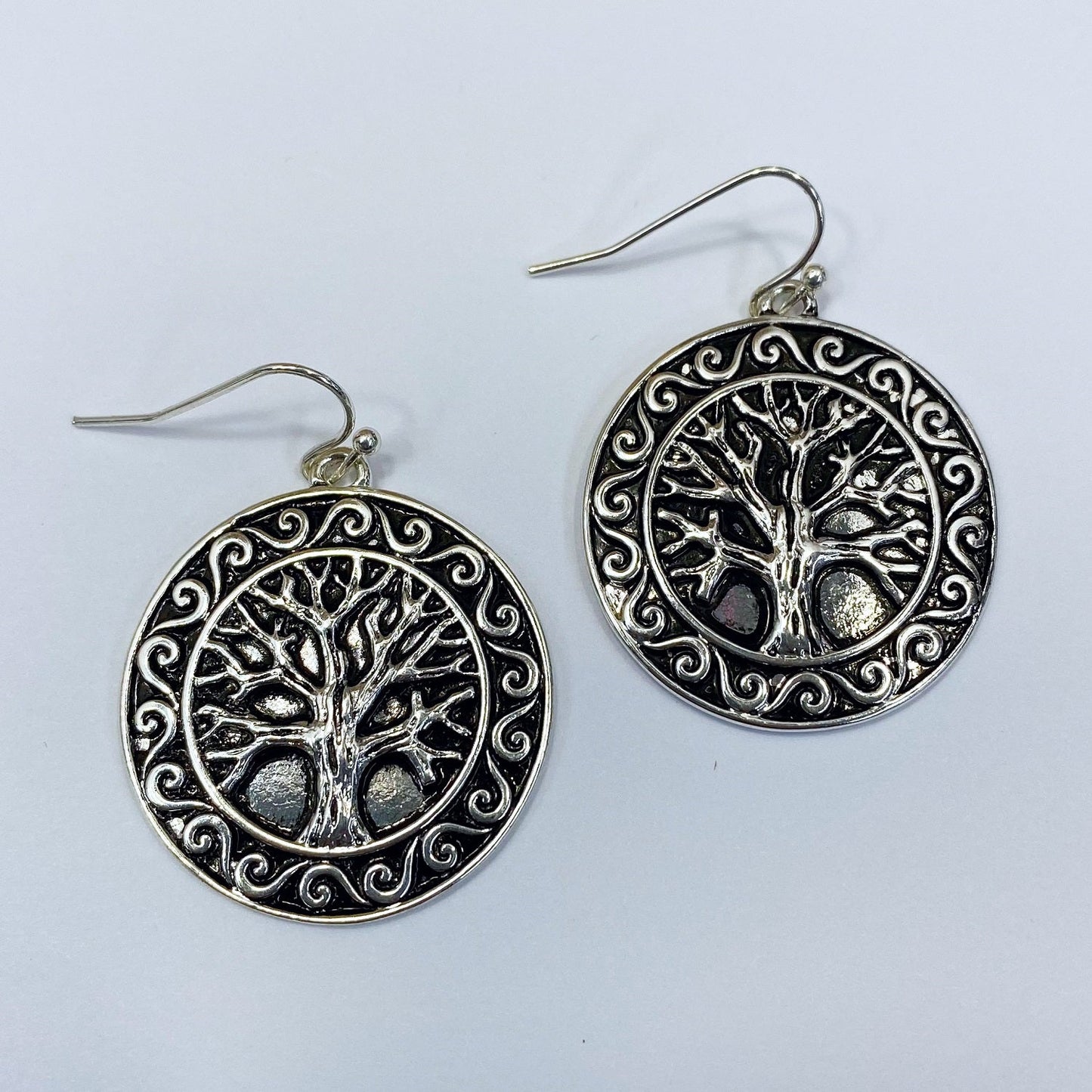 E0978 AE4138 Tree of Life Design Circle Shape Drop Dangle Hook Earrings