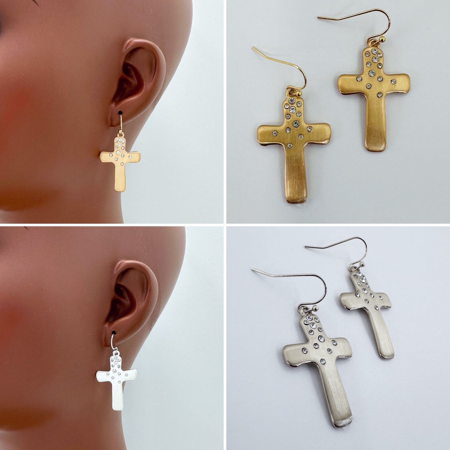 E0954 AE7076 Cross Shape Drop Dangle Hook Earrings