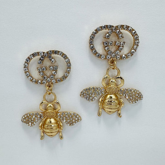 E0777 ME1657 Bee Design Drop Dangle Earrings